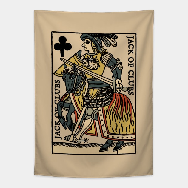 Vintage Character of Playing Card Jack of Clubs Tapestry by KewaleeTee