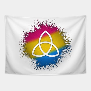 Paint Splatter Pansexual Pride Flag Triquetra Symbol Tapestry