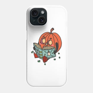 Cute reading halloween pumpkin Phone Case