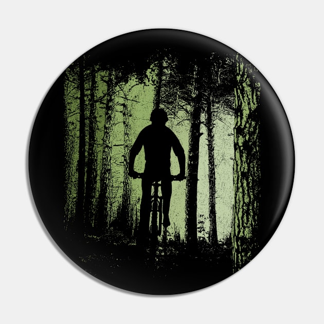 Twilight Forest Trail Cyclist Natural MTB Biker Pin by SkizzenMonster