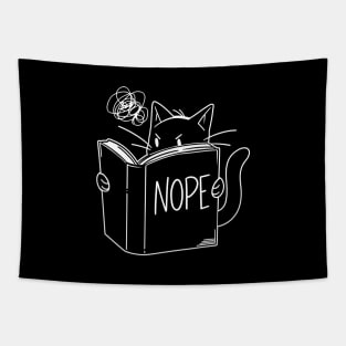 Cat Reading Book NOPE by Tobe Fonseca Tapestry