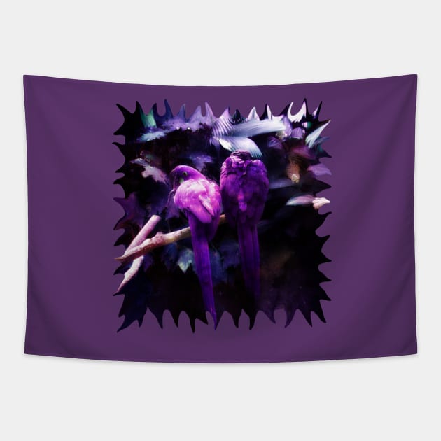 Amethyst Purple Parrots of the Feathery Gems Tapestry by distortionart