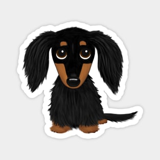 Black and Tan Longhaired Dachshund | Cute Wiener Dog Magnet