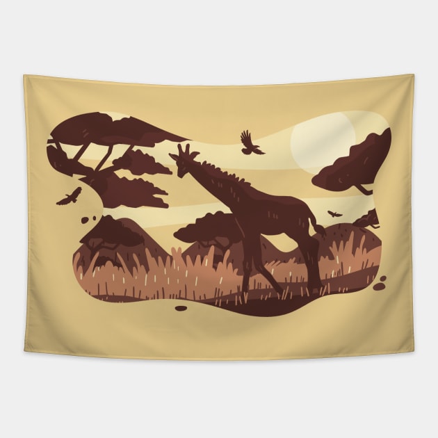 Cool african savanna landscape Tapestry by LR_Collections