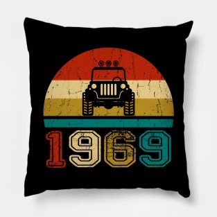 Vintage Jeep 1969 Birthday Jeep Gift Pillow