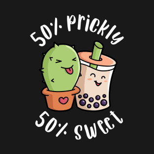 Bubble Tea - 50% Prickly 50% Sweet - Cute Kawaii Boba and Cactus T-Shirt