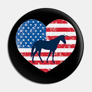 American Flag Heart Love Unicorn Usa Patriotic 4Th Of July Pin