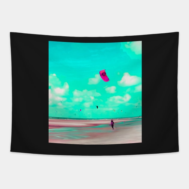 Lonely Kite Beach No. 2 Tapestry by asanaworld