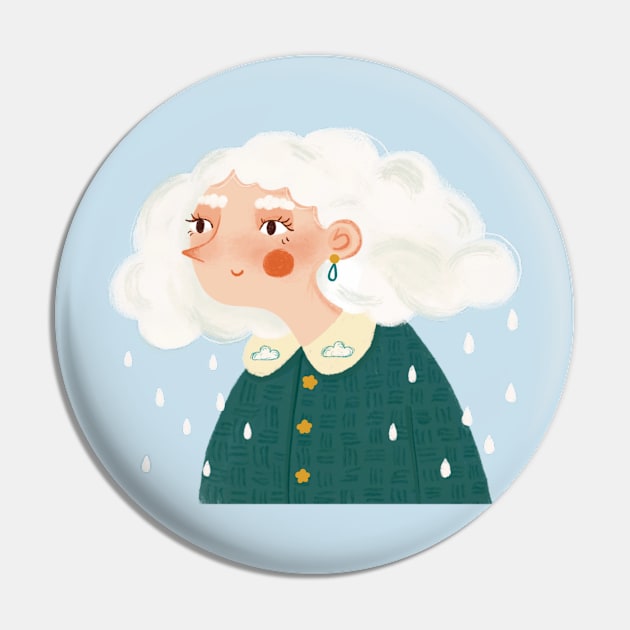 Rainy girl Pin by Carlotta Illustration