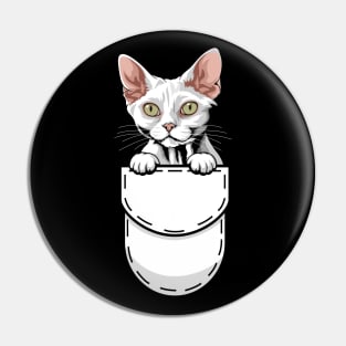 Funny Devon Rex Pocket Cat Pin