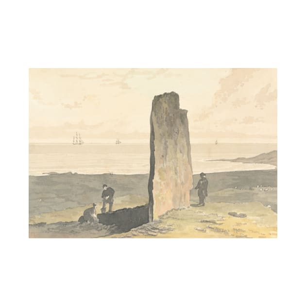 Druidical Stone at Strather, near Barvas, Isle of Lewis by William Daniell. by Classic Art Stall