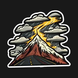 Road Ahead, Mountain Storm Sticker T-Shirt