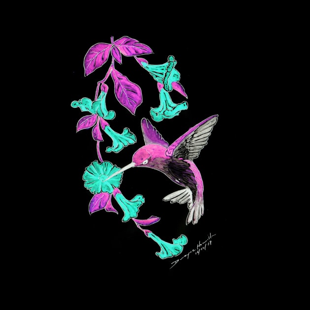 Neon Hummingbird - Fantasy by Dwaynehamiltonartist