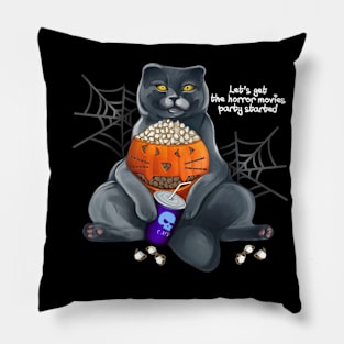 Cinemaholic Halloween cat with popcorn Pillow