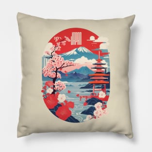 Vintage Travel Japan Design Pillow