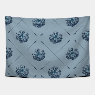 Blue Ice Flower Patterns Tapestry