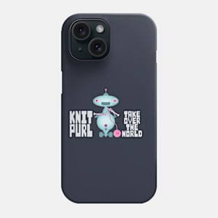 Knitting robot knitting needles knit purl take over the world Phone Case