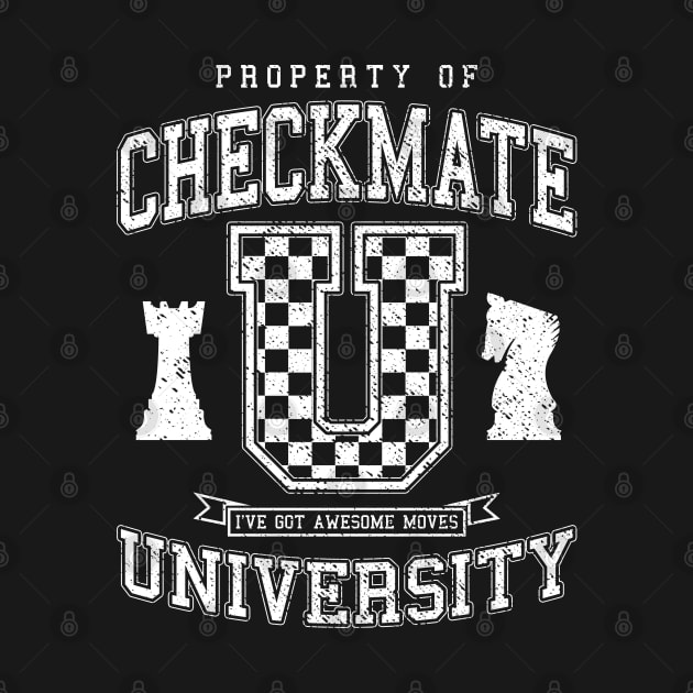 Checkmate University Vintage College Varsity Chess Player by Grandeduc