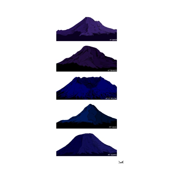 Cascade Volcanoes Blue and Purple by FernheartDesign