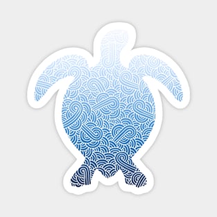 Ombre blue and white swirls doodles sea turtle Magnet