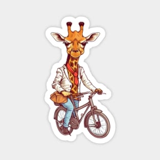 Cute Giraffe Riding A Bicycle Magnet