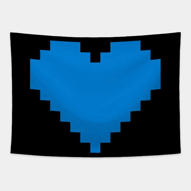 Blue Pixel Heart Tapestry by 8BitBritt