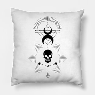 Moon & Skull • Witchcraft Symbol • Black Pillow