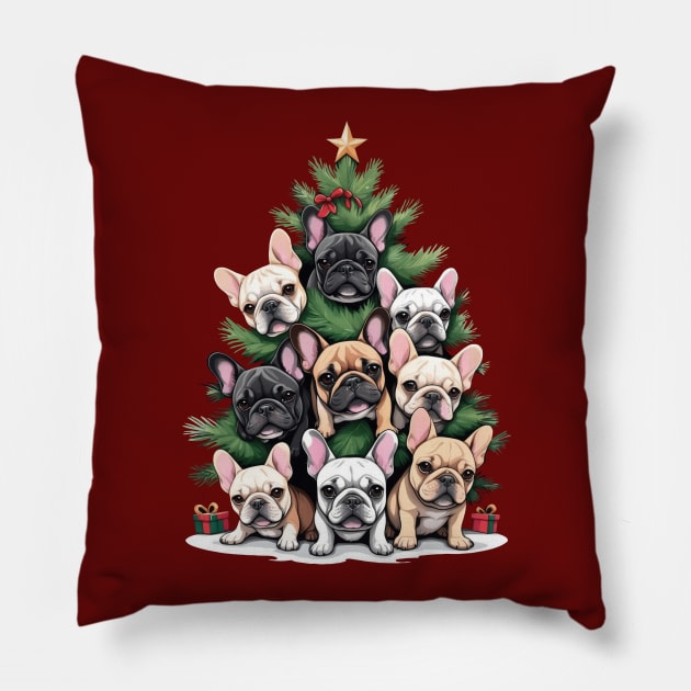 French Bulldog Christmas tree, french bulldog lovers gifts and Merry Christmas Pillow by Collagedream