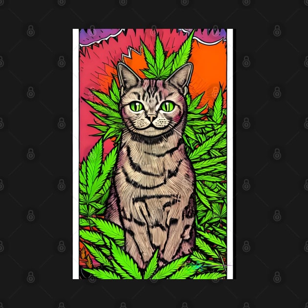 Trippy Cannabis Cats 15 by Benito Del Ray