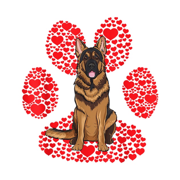 German Shepherd Heart Paw Valentines Day by Rojio