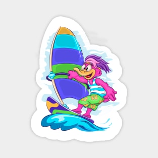 Cartoon Duck Windsurfer Magnet