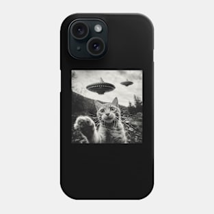 Funny Alien Cat Selfie UFO Encounter Phone Case