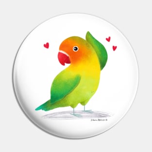 Lovebird with little hearts Pin