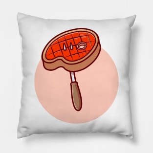 Roast Beef Cartoon Vector Icon Illustration Pillow