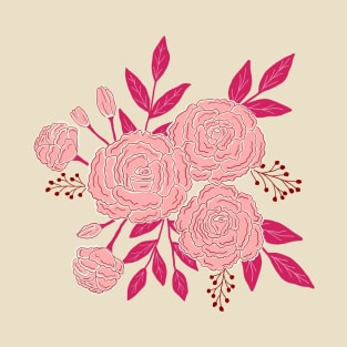 Delicate roses - Pink on white background T-Shirt