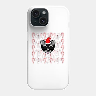 Happy Cat Candy Canes (Black Cat) Phone Case