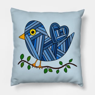 BLUE Bird Artwork Pillow