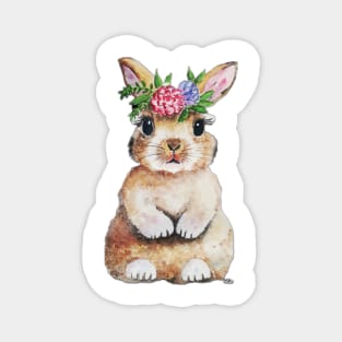 Bunny Rabbit with a Flower Crown Magnet