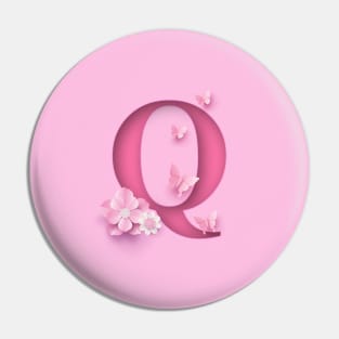 Q Letter Personalized, Pink Minimal Cute Design, Birthday Gift, Christmas Gift Pin