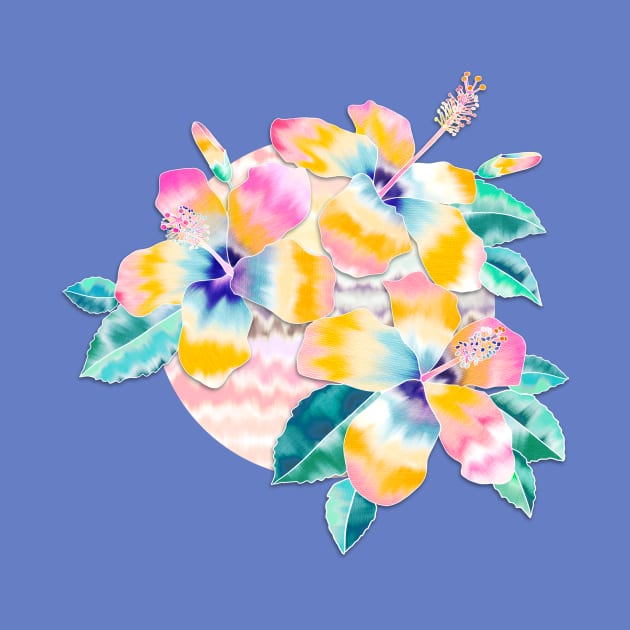 Tie-Dye Hibiscus Collage in pastels by micklyn