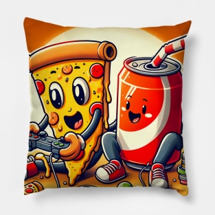 Funny Pizza and Soda playing Games Pillow