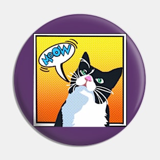 Comic Strip Tuxedo Cat Pin