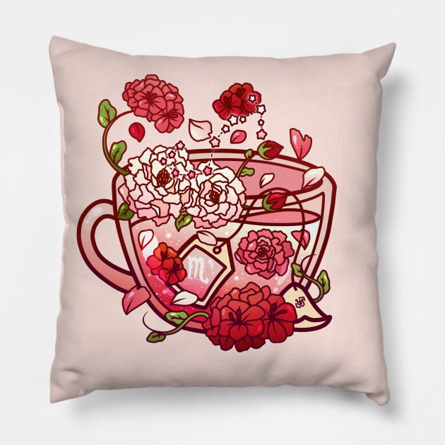 Scorpio Zodiac Teacup Pillow by heysoleilart