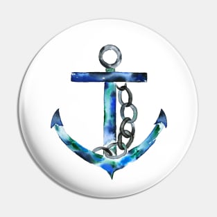 blue green anchor watercolor Pin