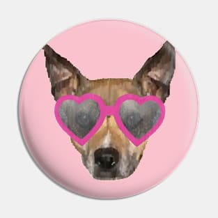 Pitbull with Heart Glasses Pin