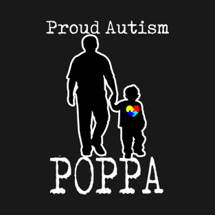 Proud Autism Poppa And Son Puzzle Piece T-Shirt