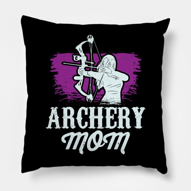 Archery Mom Bow & Arrows Silhouette Sporty Woman Pillow by Fresan