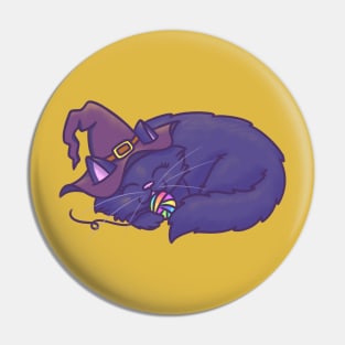 Purple Witch Cat Halloween Pin