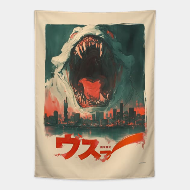 Vintage Japanese City terror Tapestry by obstinator