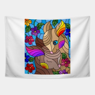 Stained Glass Adorable Deer Tapestry
